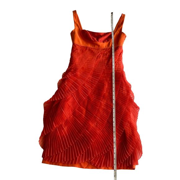 Malandrino Black Label NWT USA Made Orange Pleated Sheer Cocktail Dress 40 sz 8 - Picture 10 of 16